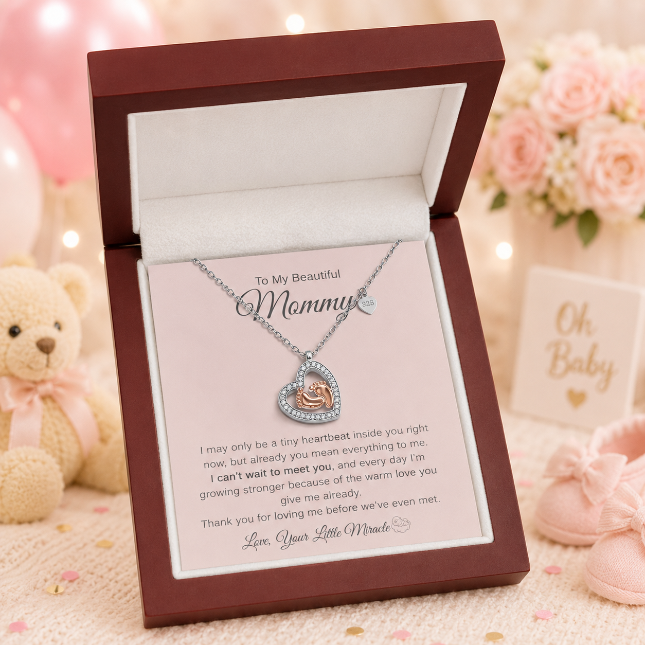 Tiny Heartbeat Necklace| message from baby| A Gift She’ll Never Forget