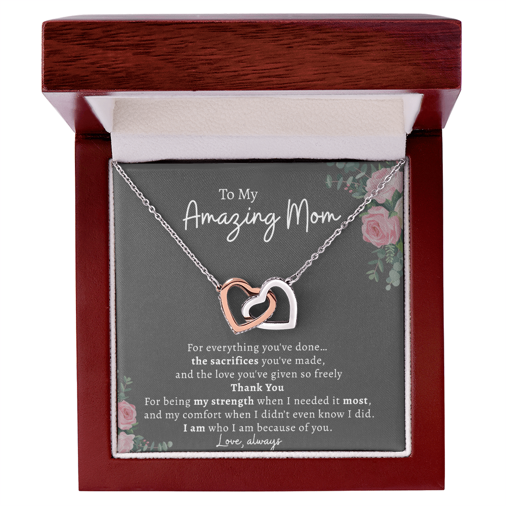 To My Amazing Mom Necklace – Dark Grey Card | Thank You Mom Gift, Mother Daughter Gift, Birthday or Mother's Day Jewelry