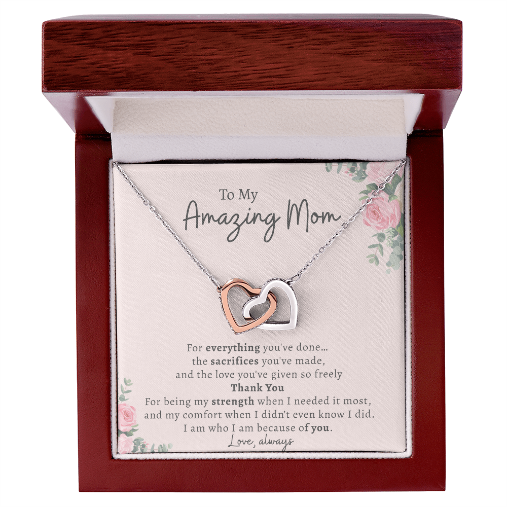 To My Amazing Mom Necklace – Blush Card | Thank You Mom Gift, Mother Daughter Gift, Birthday or Mother's Day Jewelry