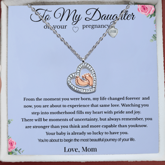 To My Daughter Pregnancy Gift Necklace –  Blue -Gift from Mom, New Mom Jewelry, Baby Shower Gift, Expecting Mom Necklace, First Mother's Day Gift