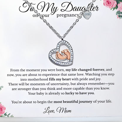 To My Daughter Pregnancy Gift Necklace – Gift from Mom, New Mom Jewelry, - white -Baby Shower Gift, Expecting Mom Necklace, First Mother’s Day Gift