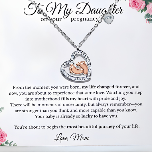 To My Daughter Pregnancy Gift Necklace – Gift from Mom, New Mom Jewelry, - white -Baby Shower Gift, Expecting Mom Necklace, First Mother’s Day Gift