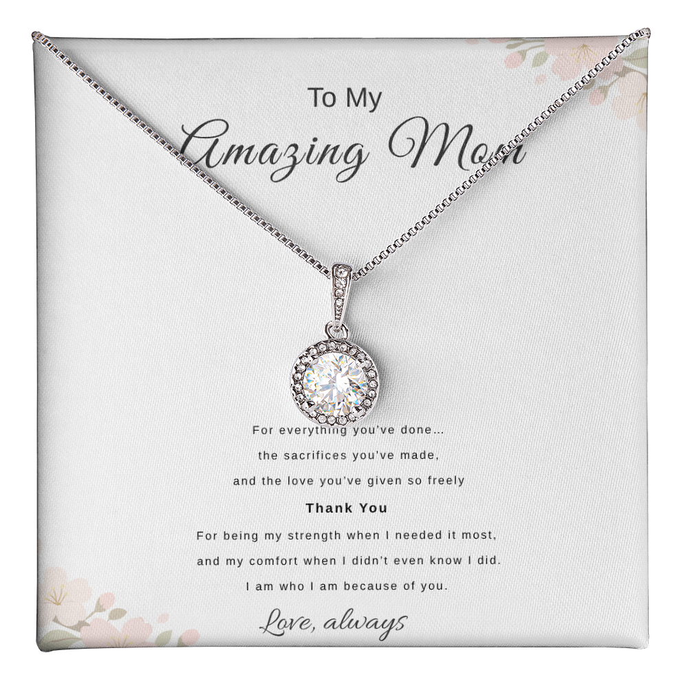 To My Amazing Mom – Blush Floral Necklace Gift | Meaningful Mother's Day Gift for Mom