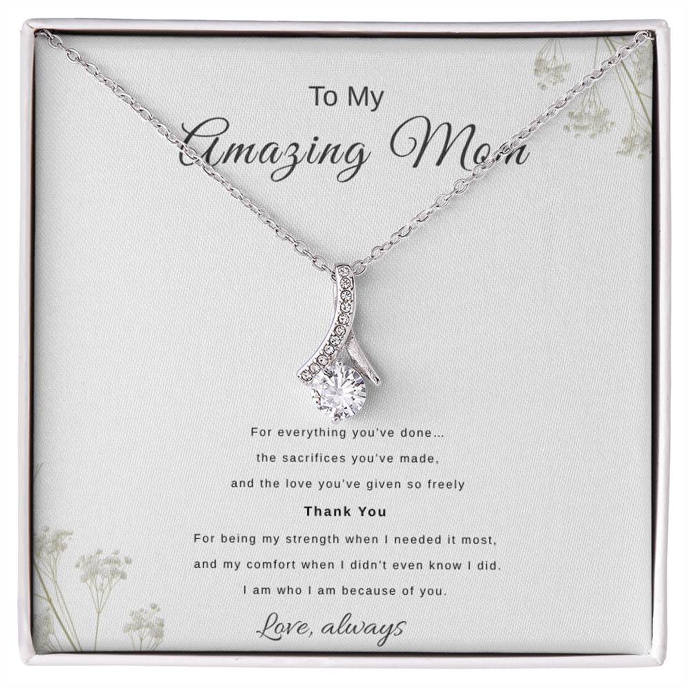 To My Amazing Mom – Elegant Necklace Gift with Message Card | Minimal Mother's Day Gift