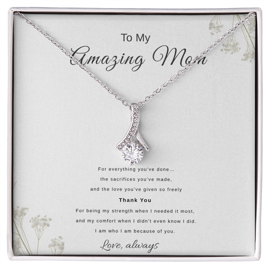 To My Amazing Mom – Elegant Necklace Gift with Message Card | Minimal Mother's Day Gift