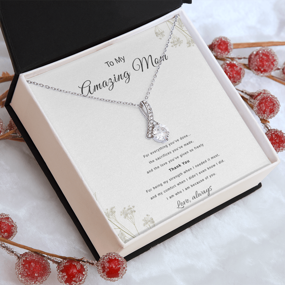 To My Amazing Mom – Elegant Necklace Gift with Message Card | Minimal Mother's Day Gift