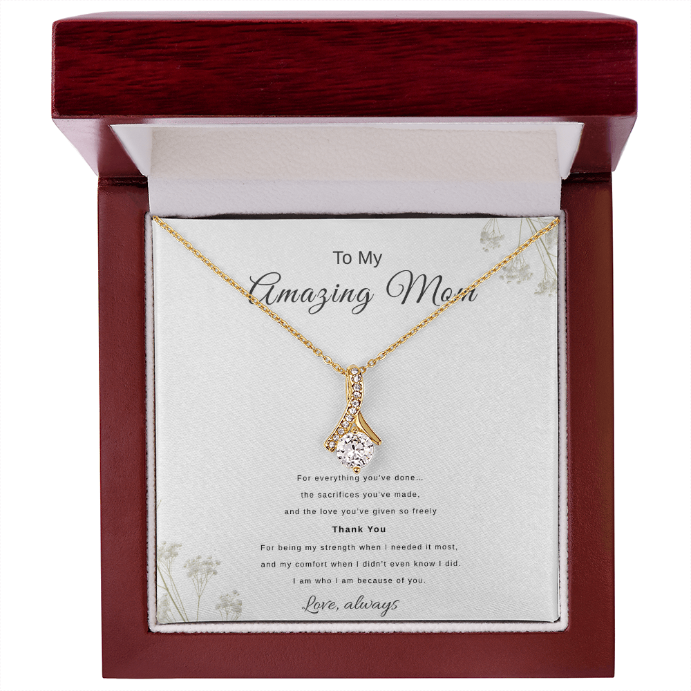 To My Amazing Mom – Elegant Necklace Gift with Message Card | Minimal Mother's Day Gift