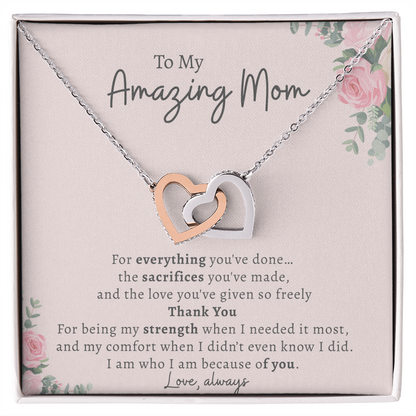 To My Amazing Mom Necklace – Blush Card | Thank You Mom Gift, Mother Daughter Gift, Birthday or Mother's Day Jewelry