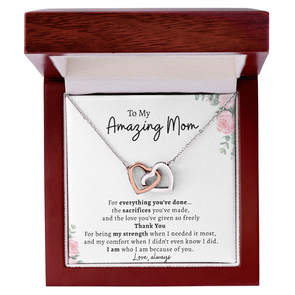 To My Amazing Mom Necklace – White Card | Thank You Mom Gift, Mother Daughter Gift, Birthday or Mother's Day Jewelry