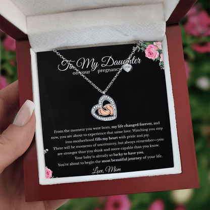 Baby Feet Heart Necklace for Daughter – Black~ New Mom Gift, Baby Shower & Mother's Day