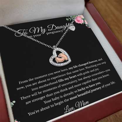 Baby Feet Heart Necklace for Daughter – Black~ New Mom Gift, Baby Shower & Mother's Day
