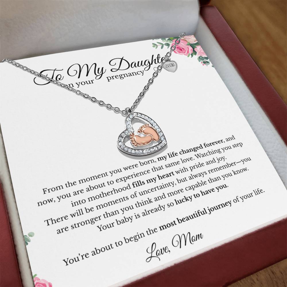 To My Daughter Pregnancy Gift Necklace – Gift from Mom, New Mom Jewelry, - white -Baby Shower Gift, Expecting Mom Necklace, First Mother’s Day Gift