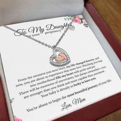 To My Daughter Pregnancy Gift Necklace – Gift from Mom, New Mom Jewelry, - white -Baby Shower Gift, Expecting Mom Necklace, First Mother’s Day Gift