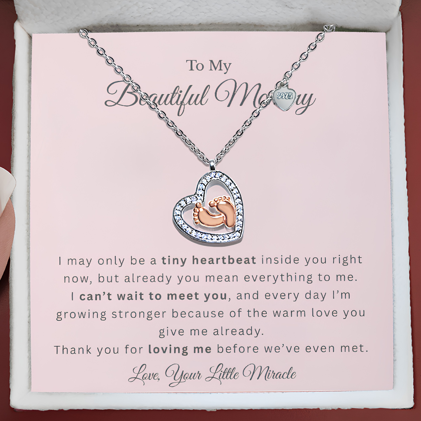 Tiny Heartbeat Necklace| message from baby| A Gift She’ll Never Forget